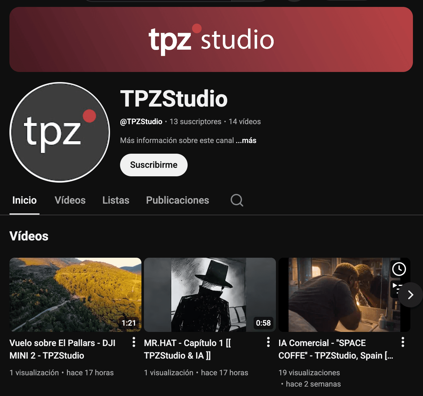 canal youtube de TPZstudio